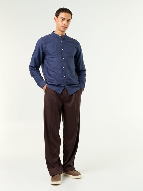 Camisa lisa com gola mao - Kiabi