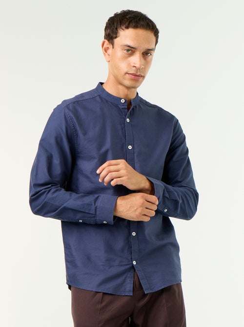 Camisa lisa com gola mao - Kiabi