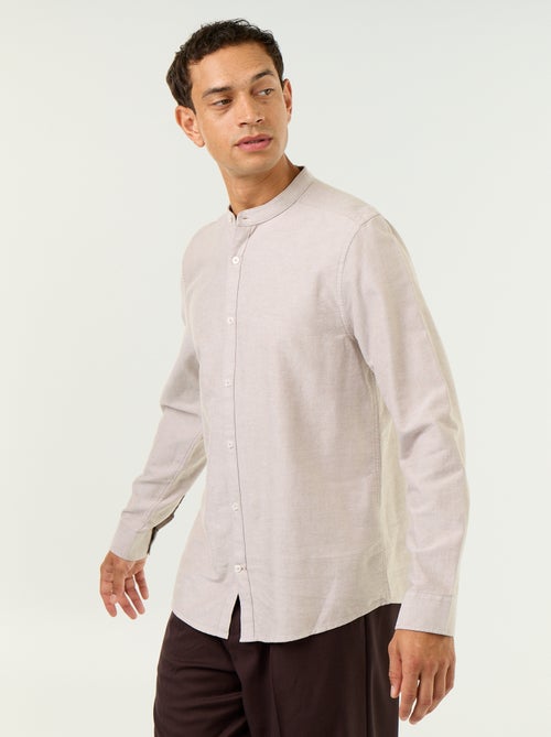 Camisa lisa com gola mao - Kiabi