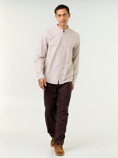 Camisa lisa com gola mao - Kiabi