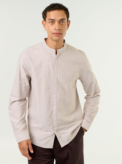 Camisa lisa com gola mao - Kiabi