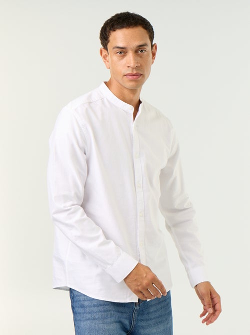 Camisa lisa com gola mao - Kiabi
