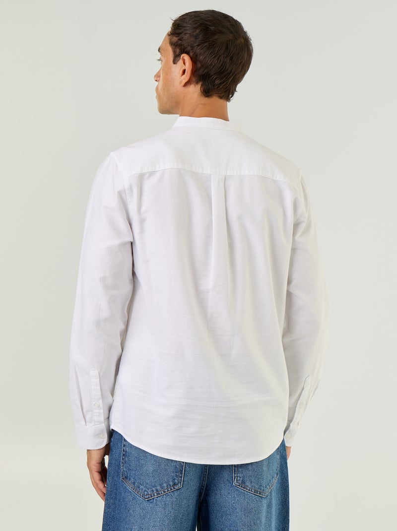 Camisa lisa com gola mao Branco - Kiabi