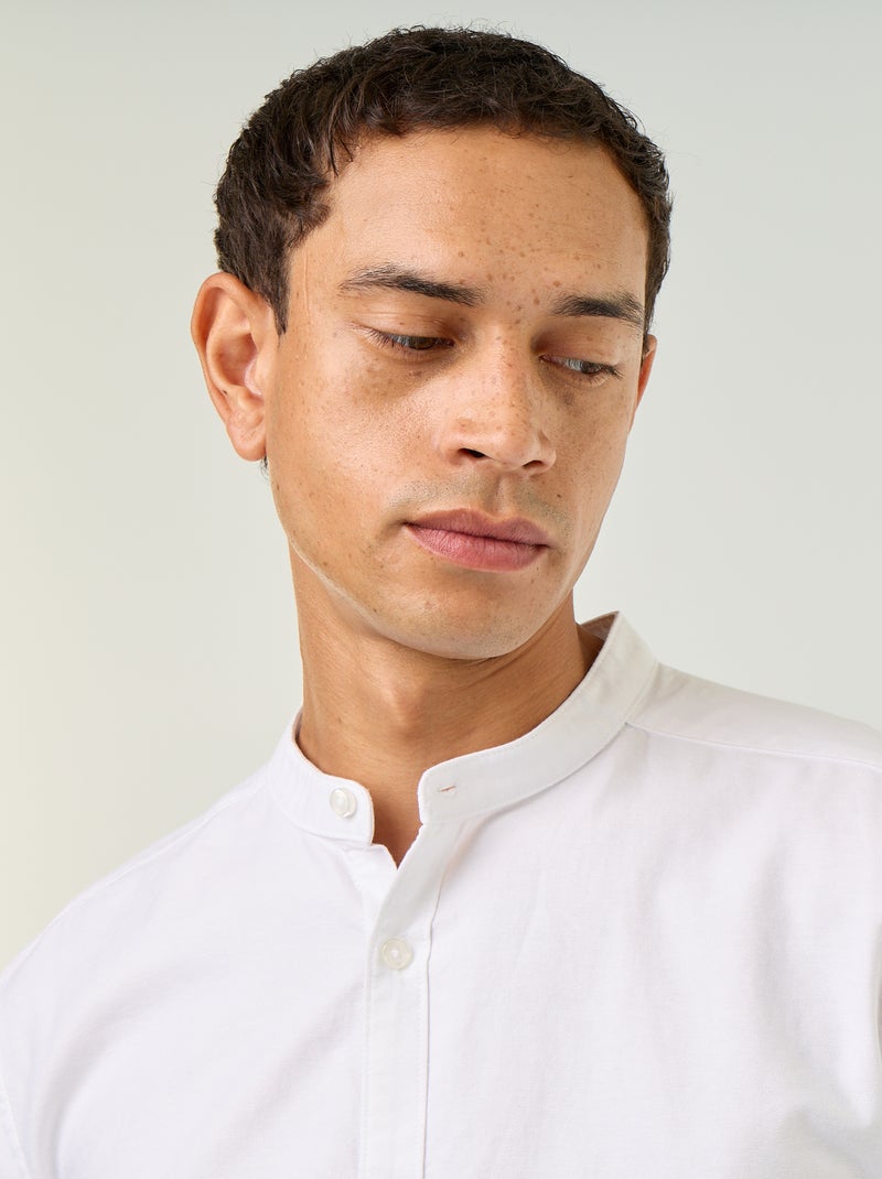 Camisa lisa com gola mao Branco - Kiabi