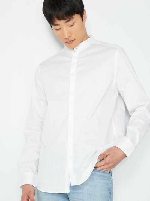 Camisa lisa com gola mao - Kiabi