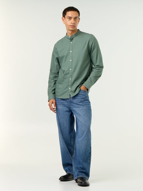 Camisa lisa com gola mao - Kiabi