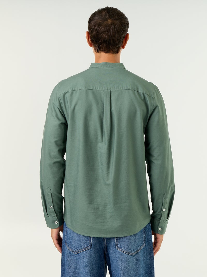 Camisa lisa com gola mao Verde - Kiabi
