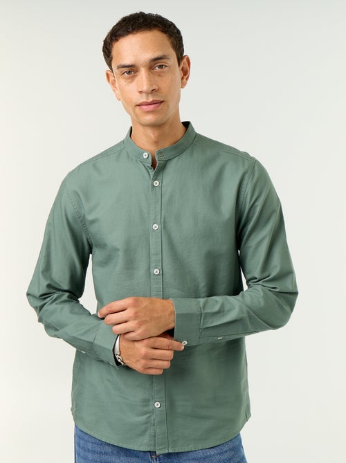 Camisa lisa com gola mao - Kiabi