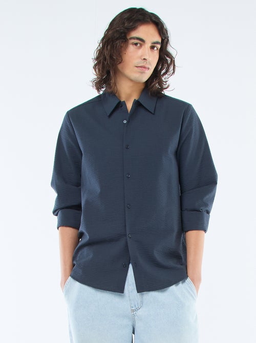 Camisa lisa com textura waffle - Kiabi