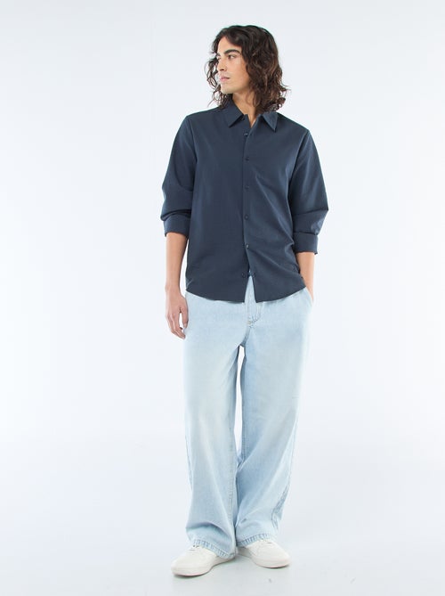 Camisa lisa com textura waffle - Kiabi