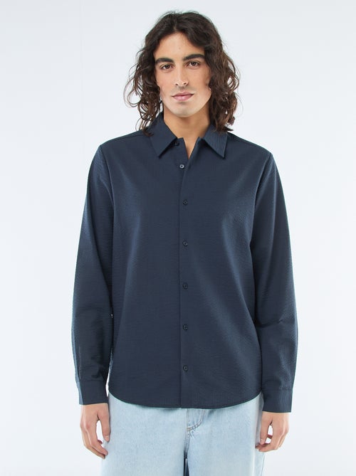 Camisa lisa com textura waffle - Kiabi
