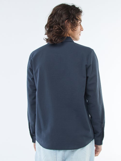 Camisa lisa com textura waffle - Kiabi