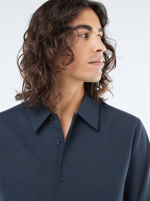 Camisa lisa com textura waffle - Kiabi