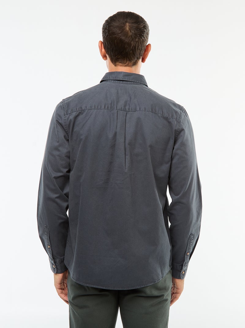 Camisa lisa corte direito / Regular fit Azul - Kiabi