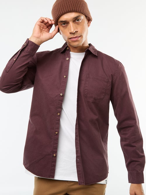 Camisa lisa corte direito / Regular fit - Kiabi