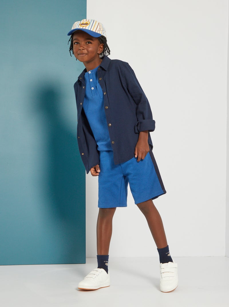 Camisa lisa de flanela Azul Marinho - Kiabi