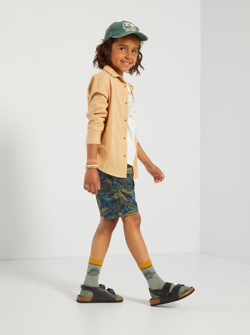 Camisa lisa de flanela BEGE - Kiabi