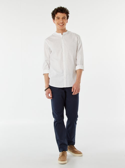 Camisa lisa de gola mao com mangas que podem ser dobradas - Kiabi