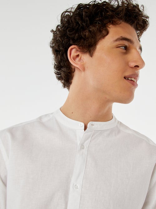 Camisa lisa de gola mao com mangas que podem ser dobradas - Kiabi