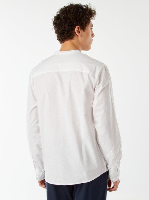 Camisa lisa de gola mao com mangas que podem ser dobradas - Kiabi