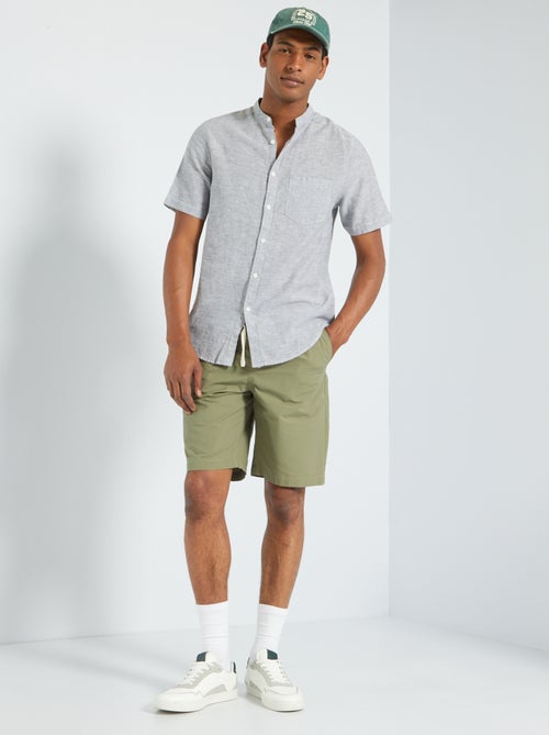 Camisa lisa de linho e algodão - Kiabi