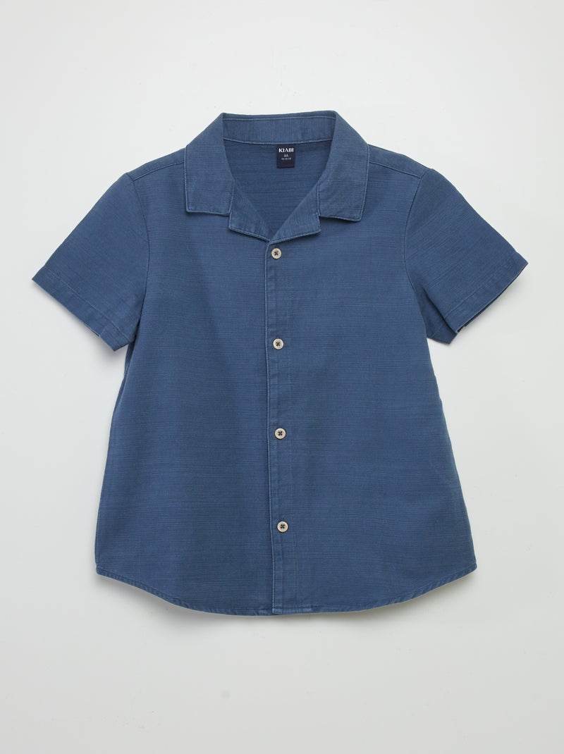 Camisa lisa de manga curta AZUL - Kiabi