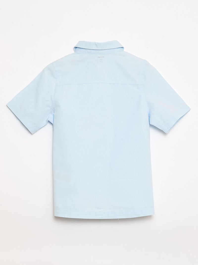 Camisa lisa de manga curta Azul - Kiabi