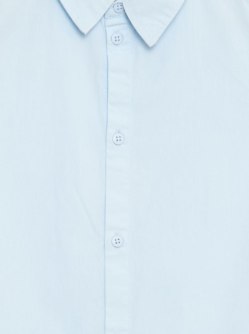Camisa lisa de manga curta Azul - Kiabi