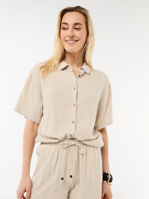 Camisa lisa de manga curta - Kiabi