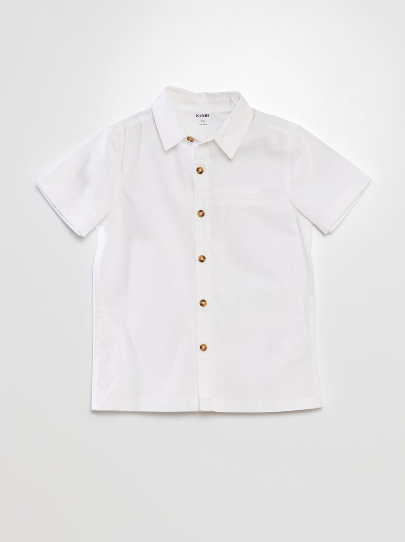 Camisa lisa de manga curta Branco - Kiabi