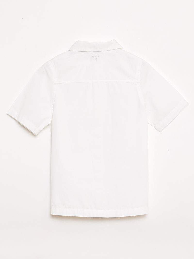 Camisa lisa de manga curta Branco - Kiabi
