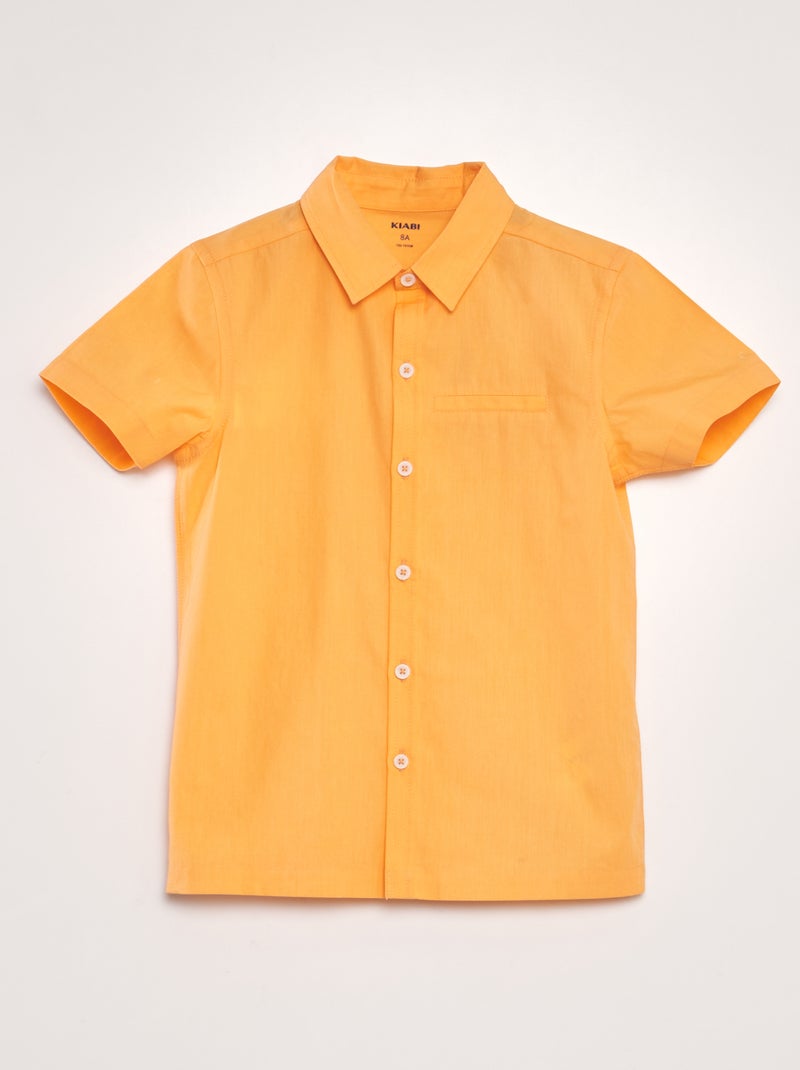 Camisa lisa de manga curta LARANJA - Kiabi