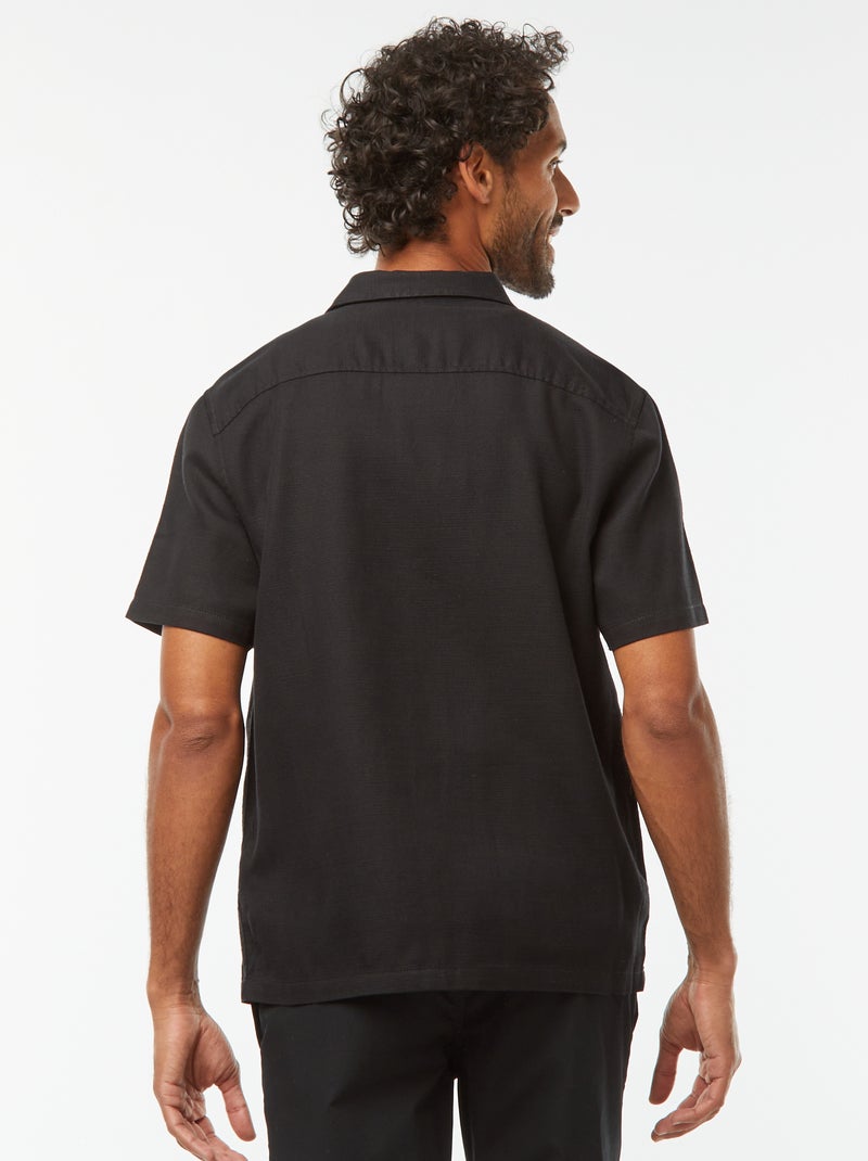 Camisa lisa de manga curta Preto - Kiabi