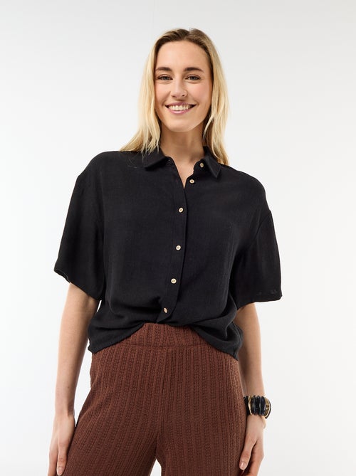 Camisa lisa de manga curta - Kiabi