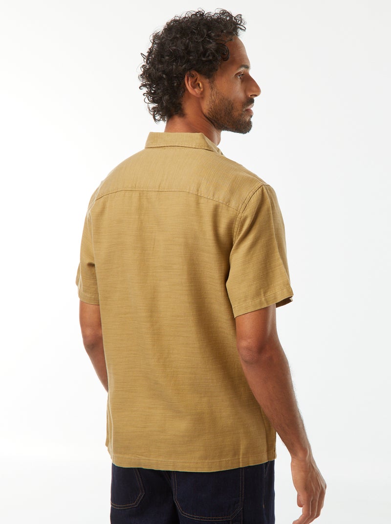 Camisa lisa de manga curta Verde - Kiabi