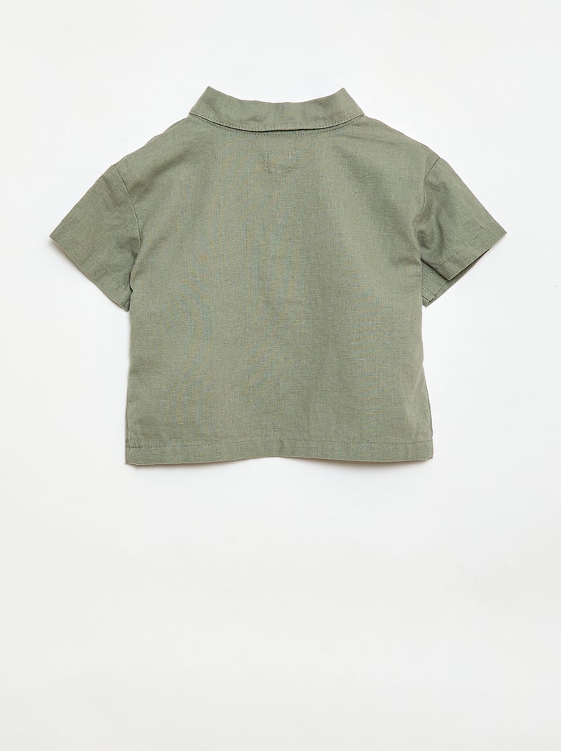 Camisa lisa de manga curta Verde - Kiabi
