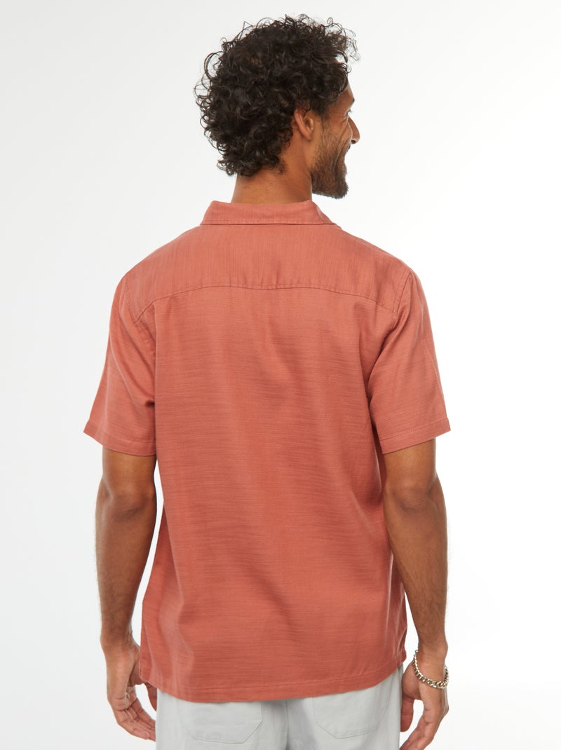 Camisa lisa de manga curta Vermelho - Kiabi