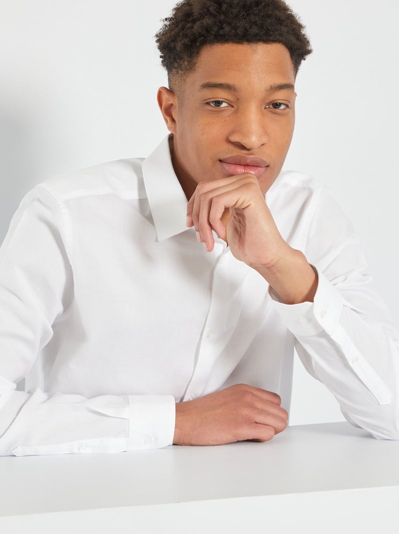 Camisa lisa em algodão + 1,90 m Branco - Kiabi