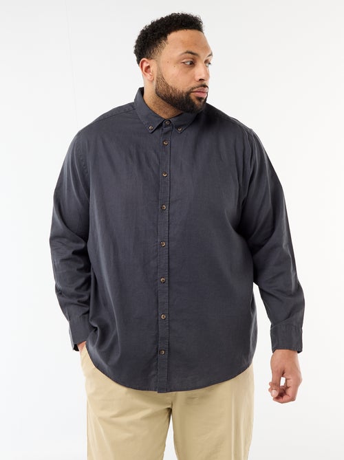 Camisa lisa em mistura de linho - Kiabi