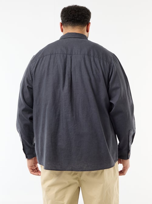 Camisa lisa em mistura de linho - Kiabi