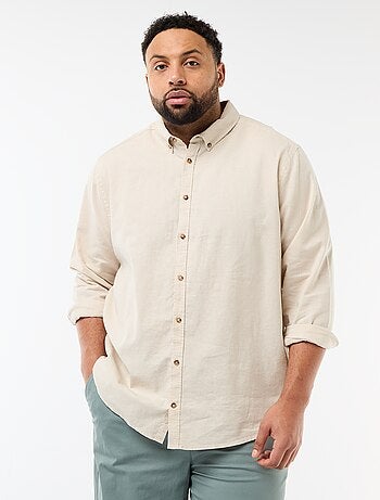 Camisa lisa em mistura de linho