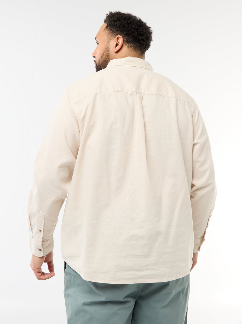 Camisa lisa em mistura de linho Bege - Kiabi