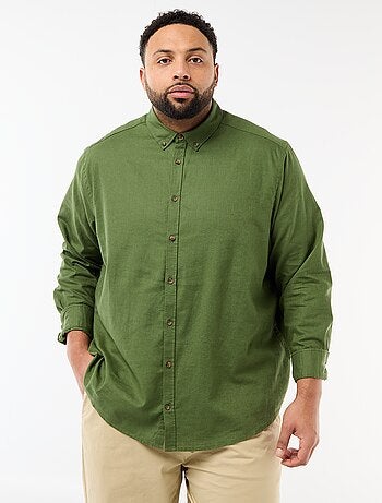 Camisa lisa em mistura de linho