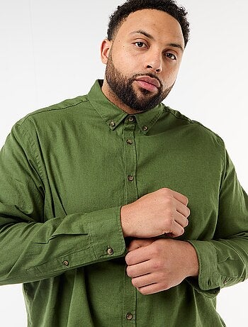 Camisa lisa em mistura de linho