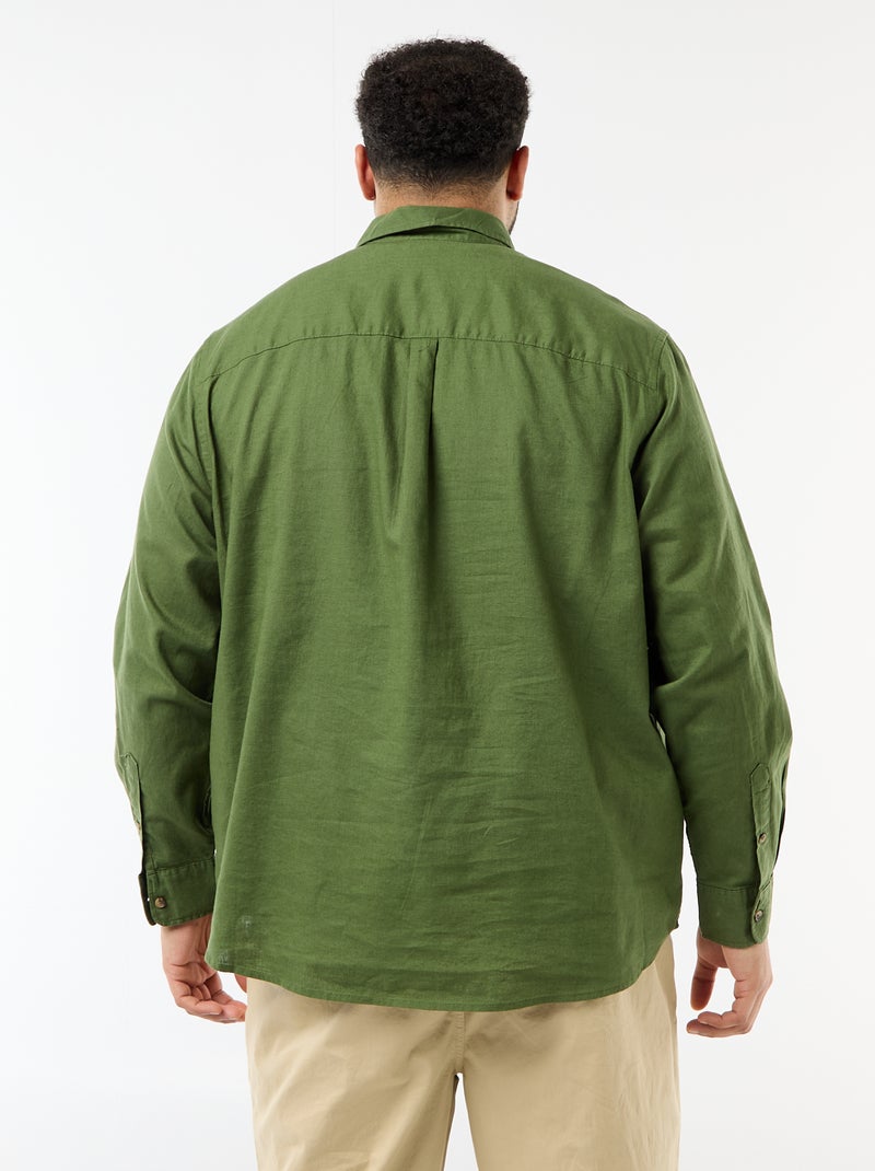 Camisa lisa em mistura de linho Verde - Kiabi