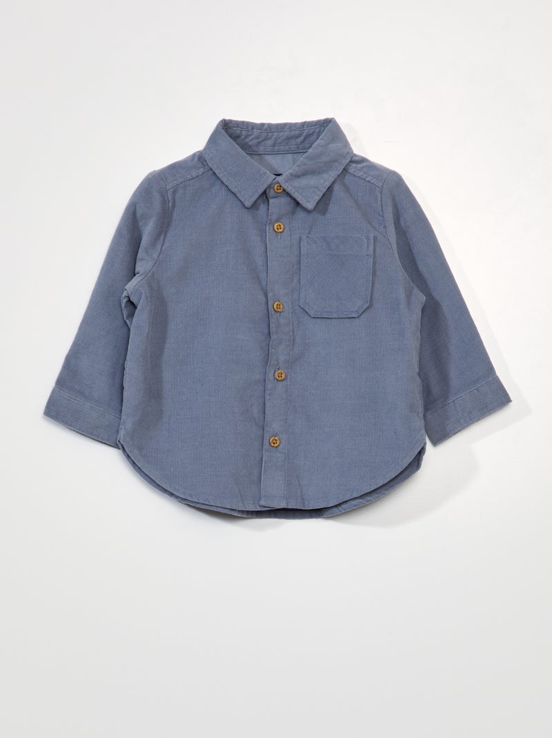 Camisa lisa em veludo AZUL - Kiabi