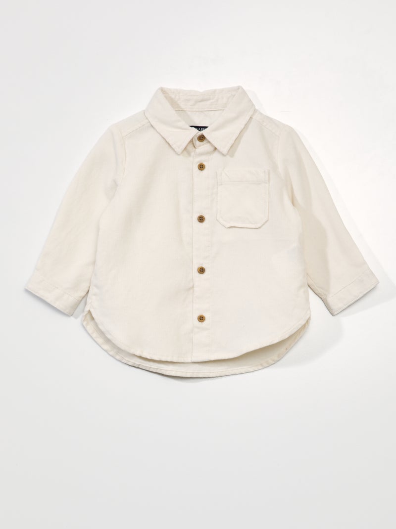Camisa lisa em veludo Branco - Kiabi