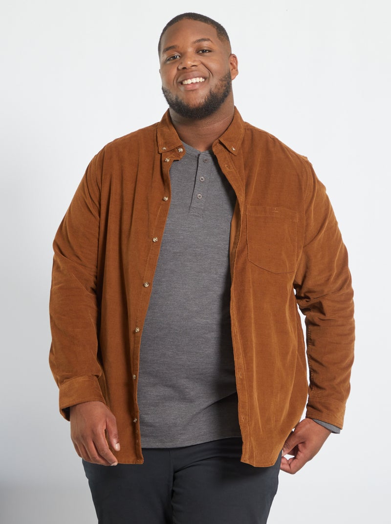 Camisa lisa em veludo LARANJA - Kiabi