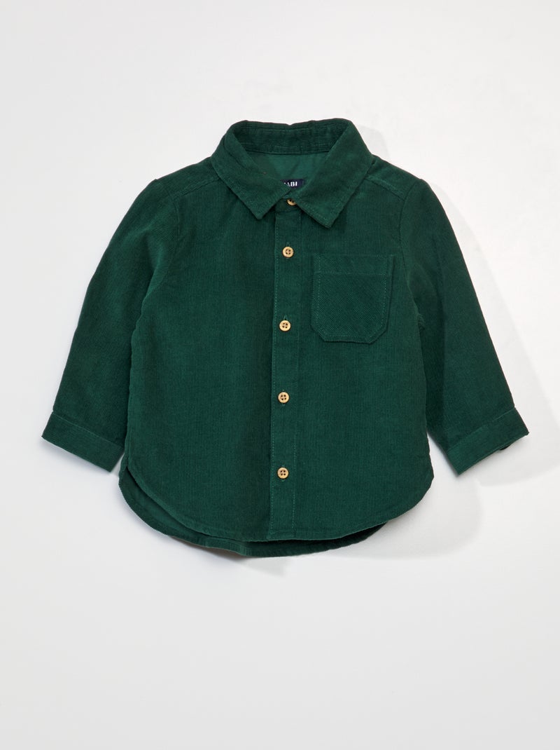 Camisa lisa em veludo Verde - Kiabi
