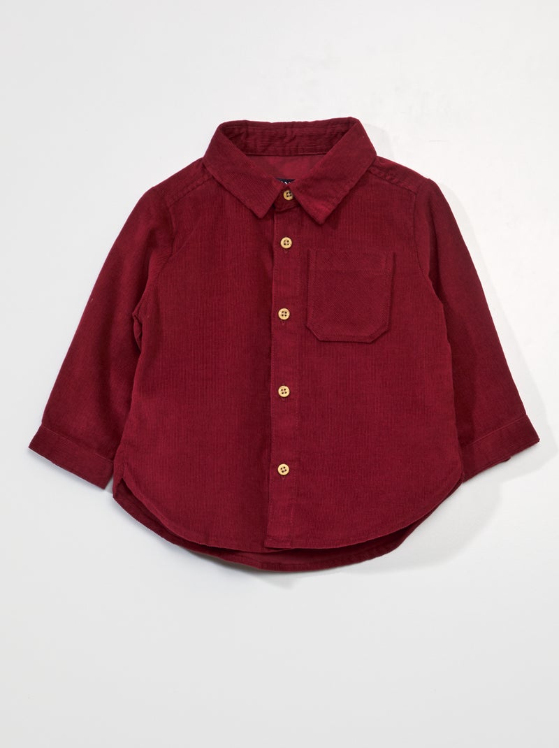 Camisa lisa em veludo VERMELHO - Kiabi